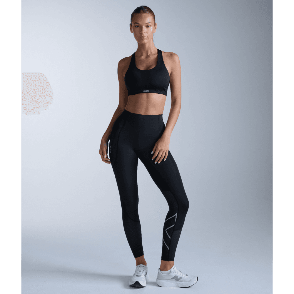 Aero Mesh Hi-Rise Compression Tights Black/Silver Reflective, view: 0