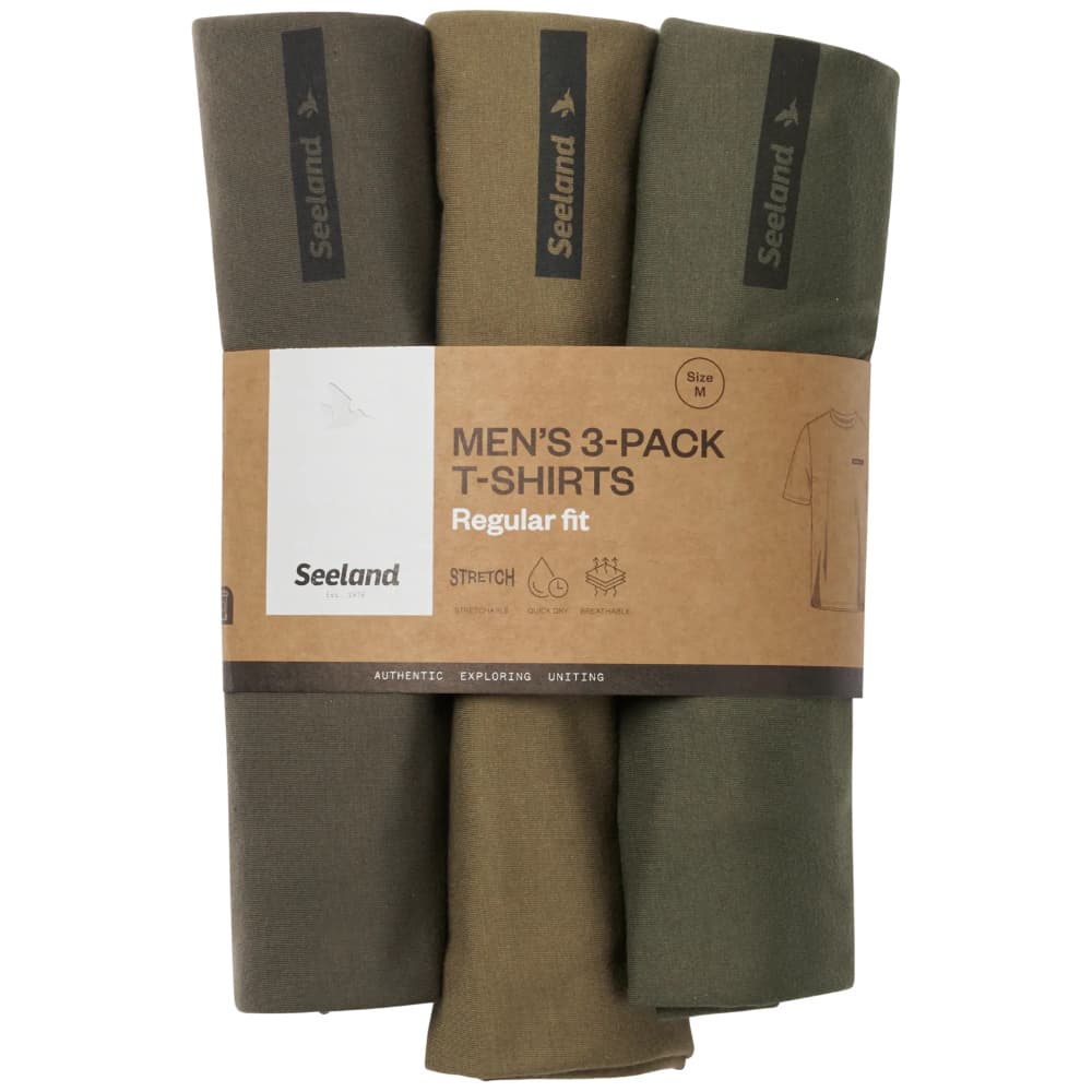 Herre T‑skjorte, 3‑pakning Pine Green/Military Olive/Grape Leaf, view: 1