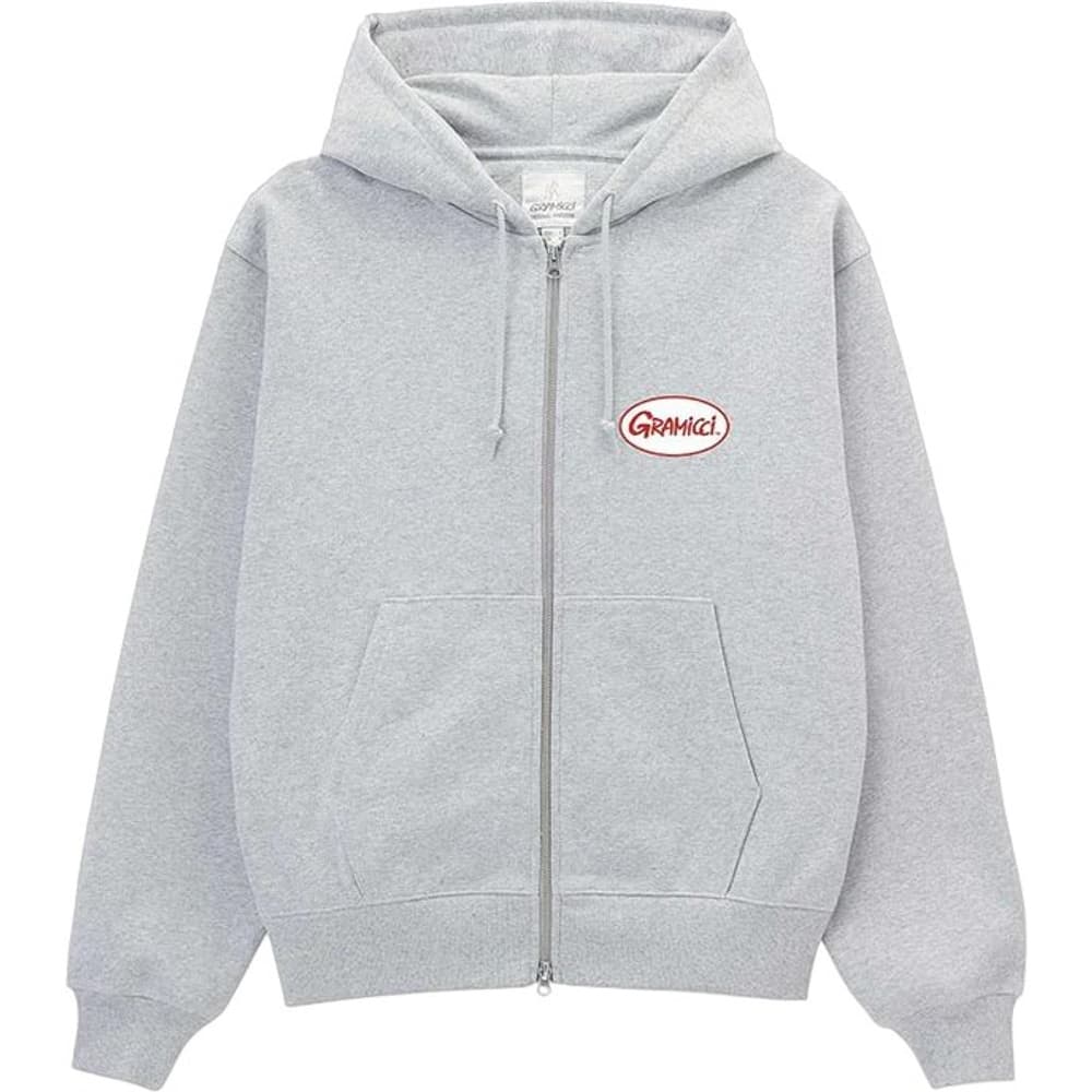 Oval Patch Zip Hooded Sweatshirt Heather Grey, view: 0