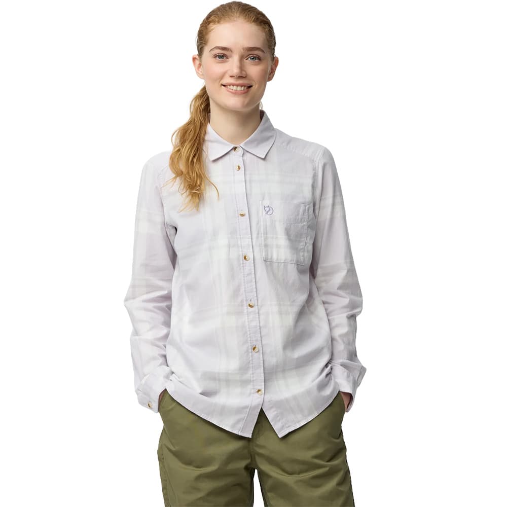 Övik Lite Flannel Shirt W Lavender Mist-Eggshell, view: 2