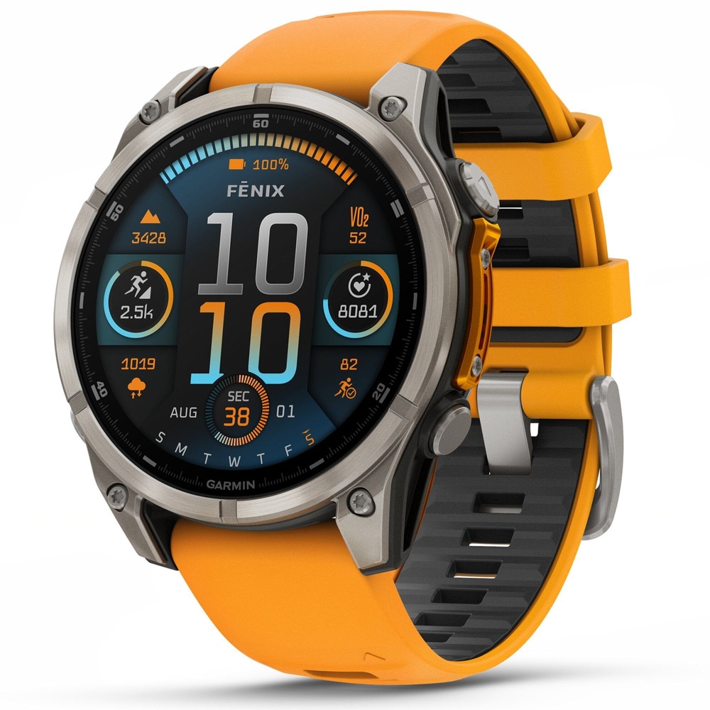 productImage: fenix 8 AMOLED 47mm Sapphire Titanium Graphite / Spark Orange