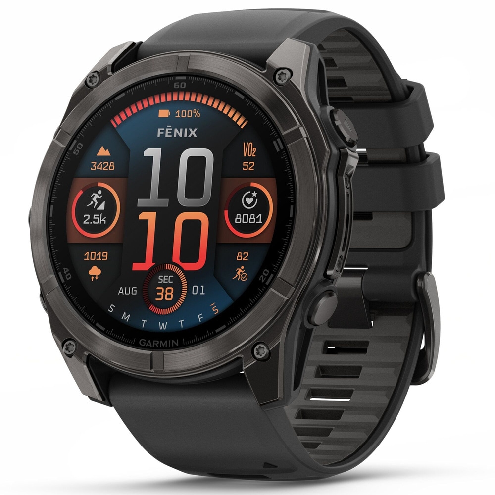 productImage: fenix 8 AMOLED 51mm Sapphire Carbon Gray DLC Titanium / Black