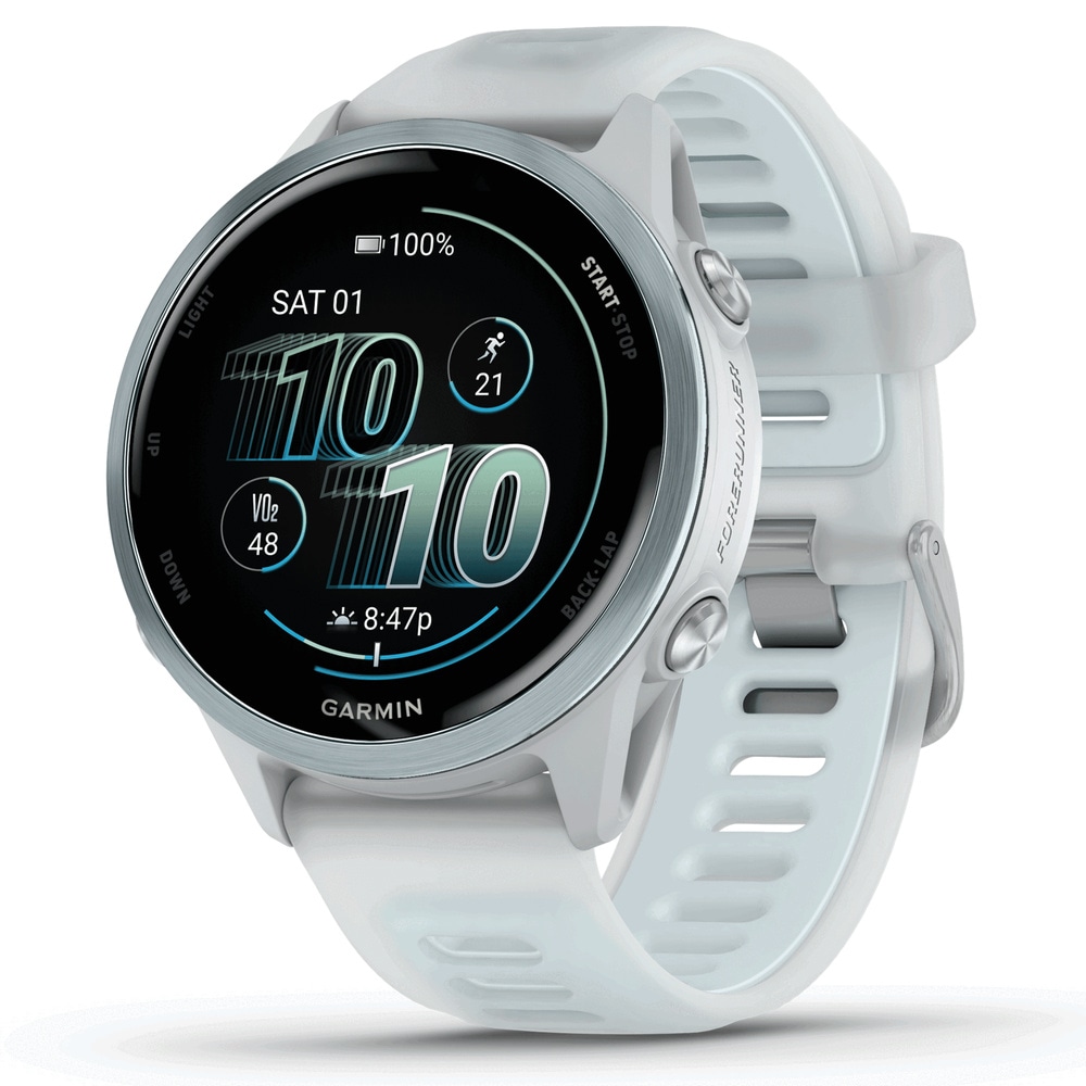 productImage: Forerunner 570 - 42mm Whitestone/Cloud Blue