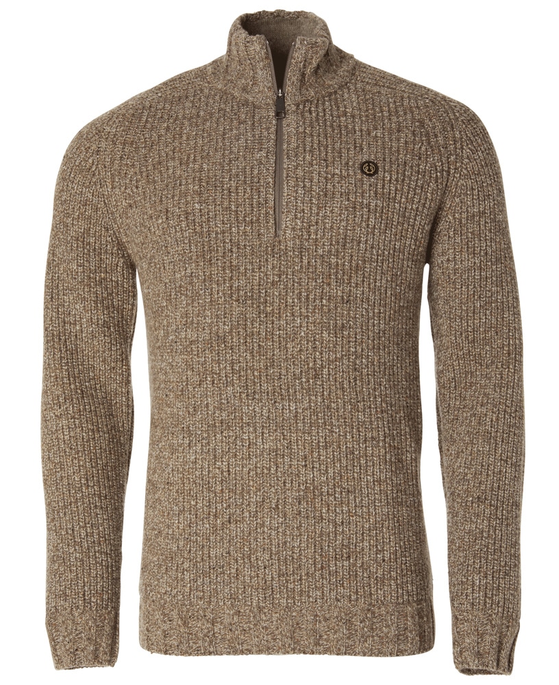 productImage: Groby Half Zip Wool Pullover Men Saddle Brown Neps