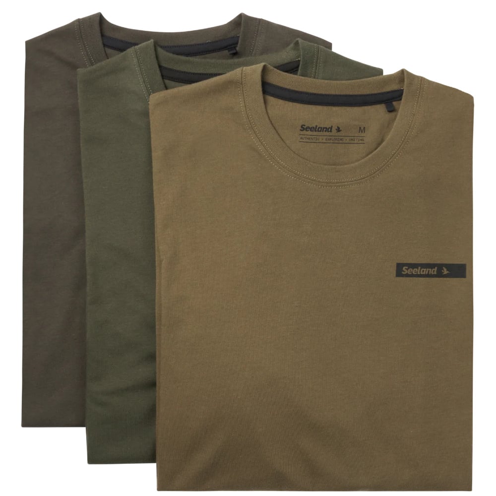 productImage: Herre T‑skjorte, 3‑pakning Pine Green/Military Olive/Grape Leaf