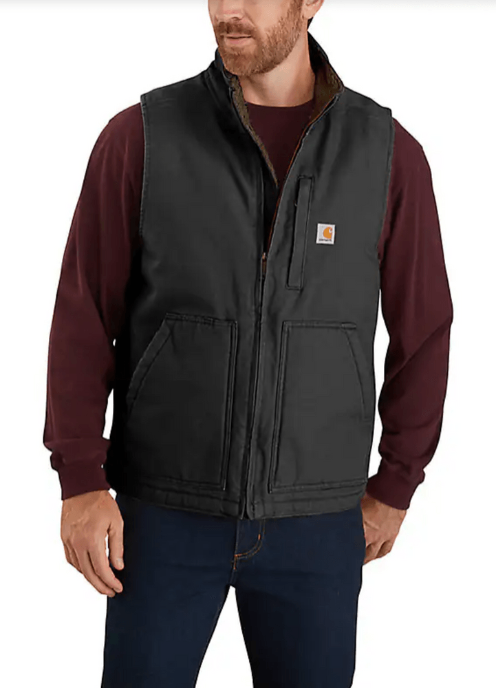 productImage: Washed Duck Lined Mock Neck Vest Black