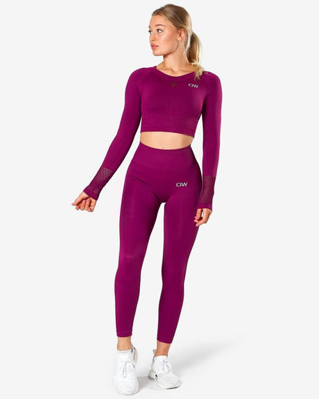 Dynamic Seamless Long Sleeve Crop Top Mulberry